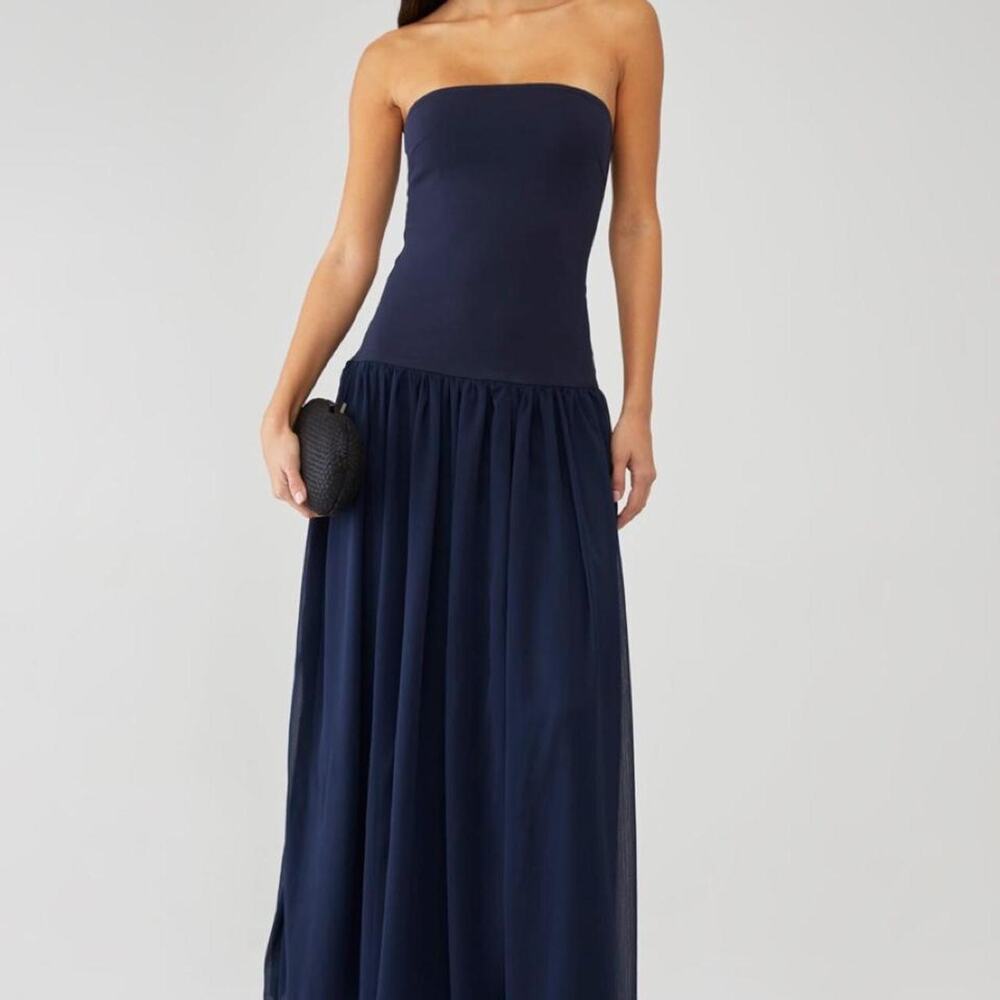 Elliatt navy blue strapless midi